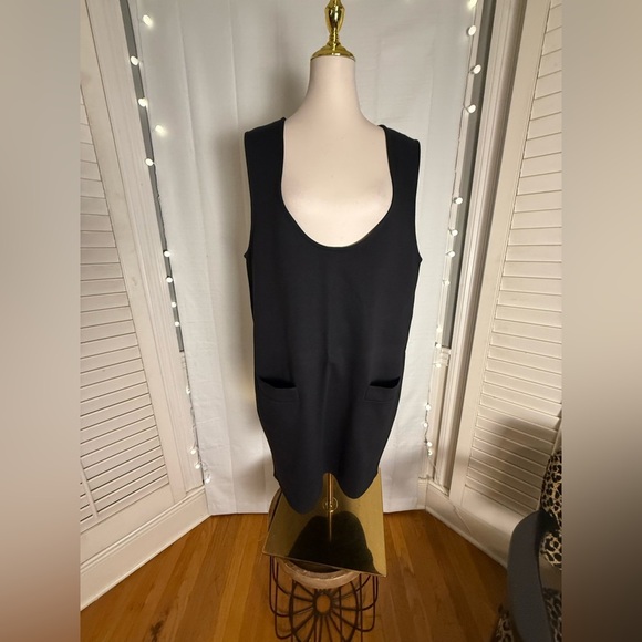 Andrea Jovine Black Sleeveless Shift Dress Tunic with Pockets Large - Picture 5 of 6